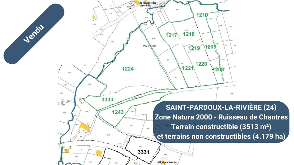 Annonces immobilières à Saint-Pardoux-La-Rivière 24470 terrain Puy d'Arnac Pré Sarlat Vigne Franche - agence immobilière - Buxerolles 86180