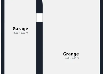 Annonces immobilières à Biard 86580, aux portes de Poitiers, plans et métrages de la grange et du garage - agence immobilière - Buxerolles 86180