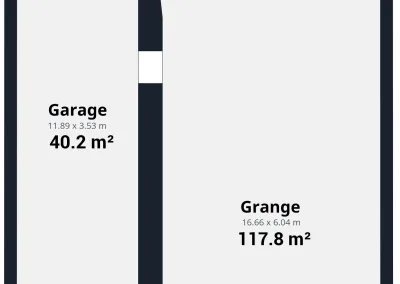 Annonces immobilières à Biard 86580 grange garage à transformer augustins – plan détaillé et métrages 158 m2 grange et garage – agence immobilière – Buxerolles 86180