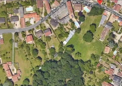 Annonces immobilières à Biard 86580, terrain constructible de 6187 m2, rue Turquand - Vue aérienne du quartier et accès Rue Turquand - Agence Immobilière - Buxerolles 86180