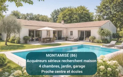 MONTAMISÉ 86360, recherche, maison familiale, 4 chambres, avec jardin