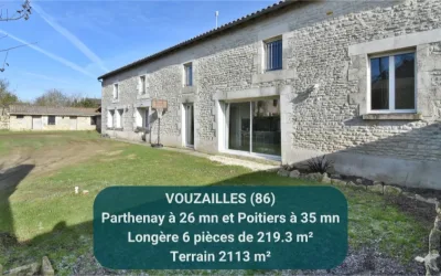 VOUZAILLES 86170 – Élégante longère familiale avec 4 suites, géothermie et grand terrain arboré