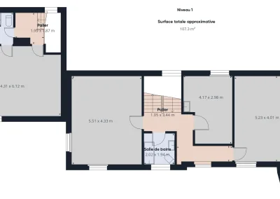 Annonces immobilières à Biard 86580, demeure bourgeoise à rénover - Plan du premier étage avec chambres - agence immobilière - Buxerolles 86180