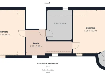 Annonces immobilières à Biard 86580, demeure bourgeoise à rénover - Plan du second étage avec combles aménageables - agence immobilière - Buxerolles 86180