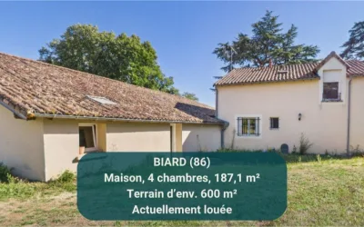 BIARD 86580, maison de 187.1 m², 4 chambres, vie possible 100 % en RDC